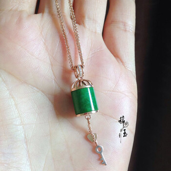 rosefree 翡翠吊坠 满绿色路路通 镶嵌8k伴钻石缅甸女款配证书