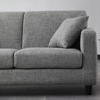 北欧简约现代小户型双人位三人座公寓店铺办公客厅布艺沙发 灰色 麻料