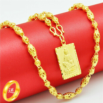 周大福金店同款越南沙金项链男款久不掉色镀金项链镂空橄榄珠佛珠男士