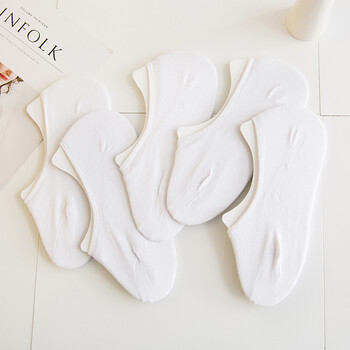 5双装袜子女帮浅口女袜隐形袜女短袜防滑学生可爱船袜 隐形袜白色系5