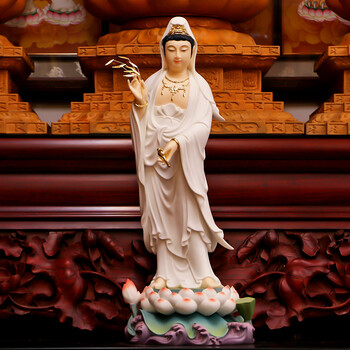 西方三圣站像供奉阿弥陀佛白衣描金观世音菩萨台湾汉