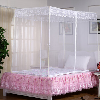 越床品家纺 方顶双开门落地加柔面料加大双人宫廷折叠拉链蚊帐 1.
