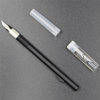 刻刀手工剪纸刻纸刀橡皮雕刻刀笔刀模型学生纸雕垫板套装 小黑配送12