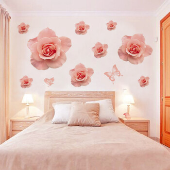 女孩卧室房间贴纸墙贴画墙面装饰创意宿舍墙壁纸墙纸墙上自粘 玫瑰花