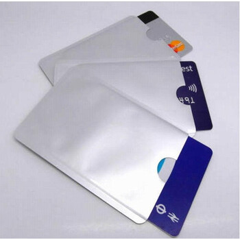 100个防磁防偷防电磁防盗刷银行卡套 铝箔屏蔽信号闪付读取 银白色100