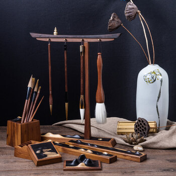 笔架毛笔挂简约 文房四宝套装精品礼盒送礼 创意新中式多功能笔盒