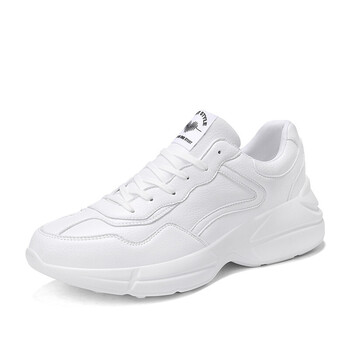 2018新款男鞋 韩版运动跑步鞋男休闲旅游鞋透气厚底小白鞋男 白色 39