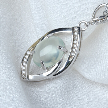 祁天道天然银包边绿葡萄石天使之泪吊坠