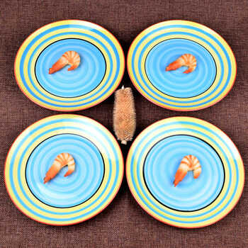 西餐碟西餐盘子深盘盘菜盘陶瓷水果盘餐具韩式碟子彩色圆盘创意长方形