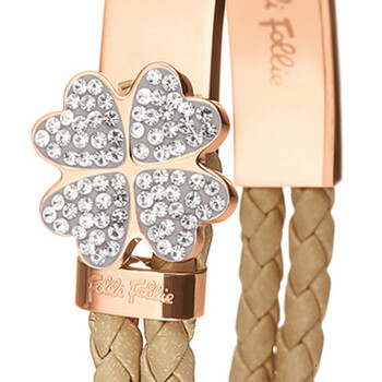 follifollie芙丽芙丽手链皮质四叶草女士手镯 3b1t038r 香槟色