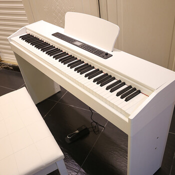 儿童初学者幼师入门电子钢琴品质定制新品 无盖-全配重力度单踏板白色