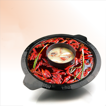 清汤锅火锅平底锅小火锅本色鸳鸯炉具串味老式 38子母锅-6-8人火锅桌