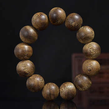 越南金丝土沉香佛珠手串甘甜透彻香气高沉稳儒雅