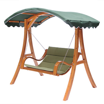 室外双人木秋千 休闲户外庭院木吊床别墅阳台家具 双人秋千(绿顶棚)