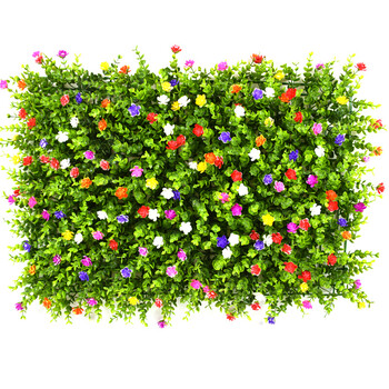 仿真草坪塑料人造草皮仿真植物墙花墙塑料花草坪仿真带花草假草皮 桔