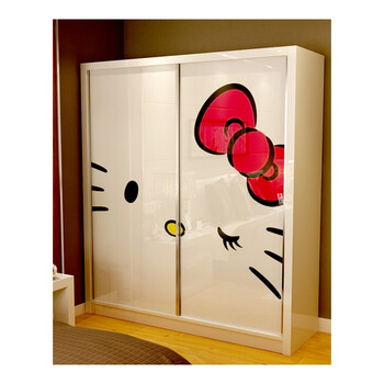 卡通衣柜推拉门2门 现代简约卧室壁橱柜子 整体移门家具 1.