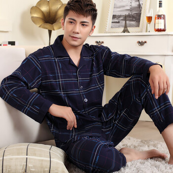 纯棉薄款全棉开衫男士家居服夏季休闲爸爸大码套装 320114(纯棉款)