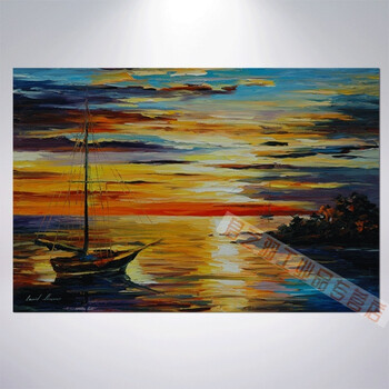 横版阿弗列莫夫刀刮风景油画城市帆船夜景现代装饰画画芯艺术微喷 6