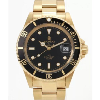 bape猿力士猿人头水鬼type1 bape手表机械防水精钢时尚潮流 黑金水鬼