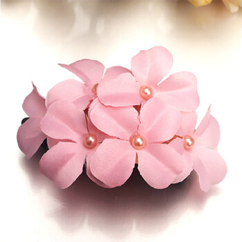 韩版香蕉夹发饰头花花朵发夹 发抓夹横夹马尾夹 粉色头饰品情人节礼物