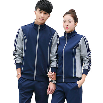 弹性透气长袖长裤休闲运动服女 团购学生班服校服 深蓝色 男款-l/165