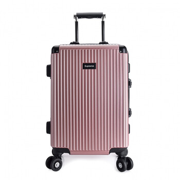 2018新款仕嘉袋鼠铝框万向轮竖条拉杆箱密码旅行箱登机箱行李箱 玫瑰
