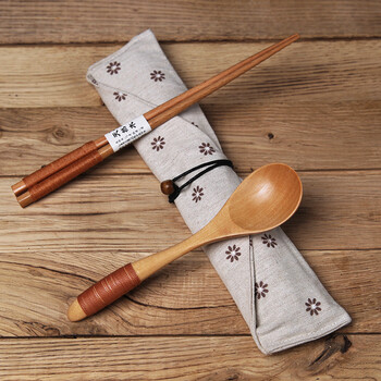 和风四季原木勺子鱼饭勺布袋筷子套装绕线木勺筷套环保便携餐具筷勺叉套装棕点袋 栗木绕线筷 O款绕线木勺 麦秸秆盒 图片价格品牌报价 京东