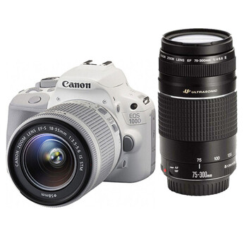 佳能(canon)单反相机 eos 100d 白色 (18-55&75-300iii)双镜头套机