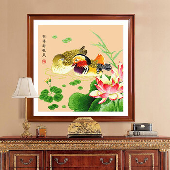 春天十字绣 鸳鸯情侣 中式卧室婚房 新款线绣中国风十字绣 3股线国产