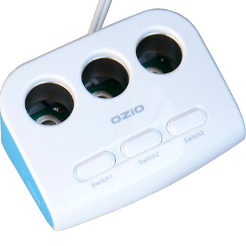 奥舒尔 E-DX25 车载充电器带双USB 一分三插座 可恢复保险丝90W
