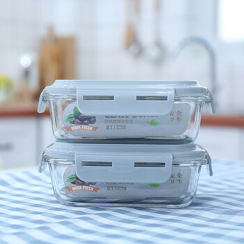 圆形玻璃饭盒微波炉加热保鲜盒密封碗女上班族学生便当盒保温 岩灰色