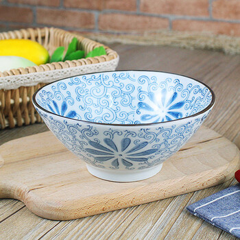 景德镇陶瓷斗碗日式饭碗面碗菜碗釉下彩餐具lichen蓝菊5英寸单碗