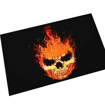 婴儿绒地毯地垫欧美节日庆祝门垫脚垫吸水滑 恐怖万圣节 火焰头骨地垫