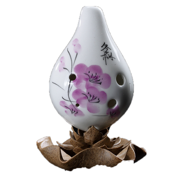 六孔ac中音c调乐器陶瓷6孔陶笛青花瓷短嘴 短嘴冬梅紫花