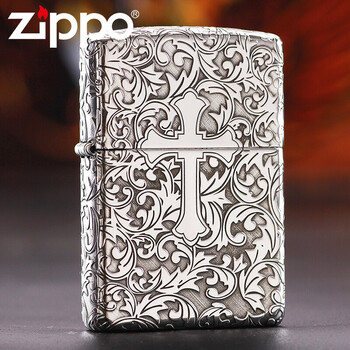之宝zippo纯银打火机正版纯银外壳盔甲吉祥唐草纹十字架生命之树繁花似锦男士礼品芝宝煤油防风加厚盔甲版 图片价格品牌报价 京东