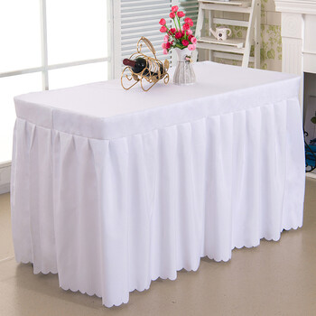 签到桌台裙展会活动桌套桌裙酒店桌布定做会议台布色桌罩长方形 白色
