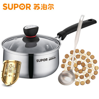 
                                        苏泊尔（SUPOR）18cm304不锈钢热奶锅婴儿辅食锅泡面锅电磁炉燃气可用ST18H1新旧款随机发                