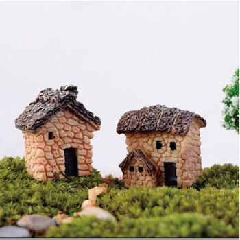 仿真迷你石头房子园艺用品微景观diy摆件多肉植物装饰品树脂工艺品