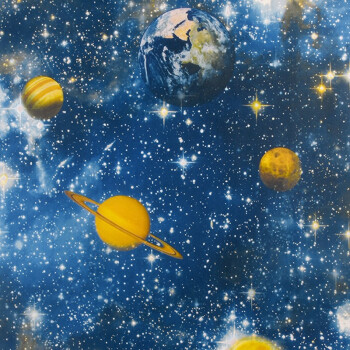 外太空星球宇宙星空行星壁纸天花板贴顶墙纸儿童房蓝色主题房壁纸蔚蓝色