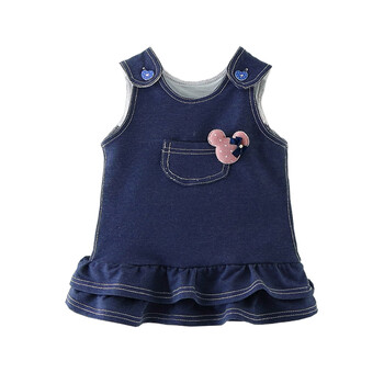 宝宝秋装女童连衣裙0-1一2-3周岁婴儿牛仔背带裙公主背心裙子秋冬 碧