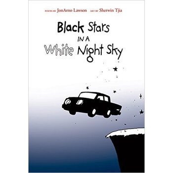 black stars in a white night sky