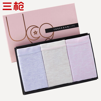 三枪内裤 三枪内裤女莫代尔三角裤亲肤柔软中腰纯棉档女士女式内裤三角裤 3枚装 盒装款式1 麻紫 麻米 麻粉 L 行情报价价格评测 京东