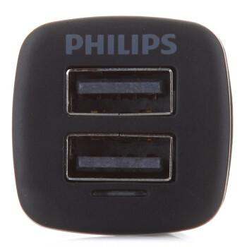 
                                        飞利浦 DLP2011 双USB 车充/车载充电器 双2.4A输出 黑色                