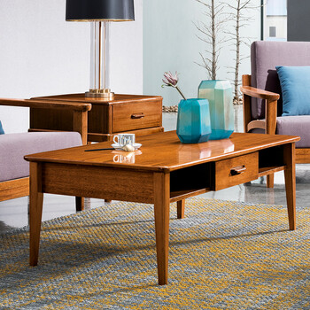 梦美斯宣 茶几 全实木茶几 进口金柚檀木茶几 高端北欧客厅简约储物