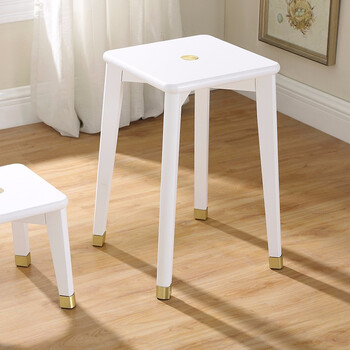 欧式客厅茶几凳家用实木沙发凳创意餐椅坐凳成人小方凳木凳 白色-方形