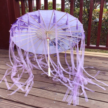 古代女子古装汉服油纸伞摄影走秀道具伞防雨飘带伞古风伞流苏伞喜上