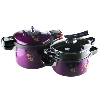 韩国PN枫年 紫色风景2件套装 进口不粘压力锅 高压锅 4.5L 蒸锅汤锅PGVPC 锅具