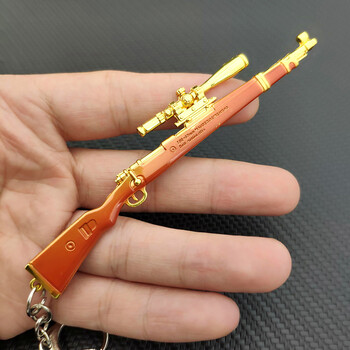 迷你钥匙扣m416三级头98k大逃杀大吉大利合金玩具 金色黄金98k送展架