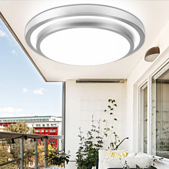 雷士照明（NVC）吸顶灯 led灯具 卧室阳台过道灯 创意双层立体设计边框 圆形单色光 18W 工地工程物业