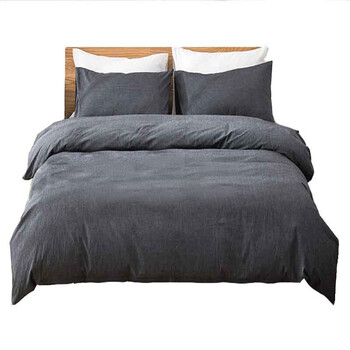 被套四件套简约大气北欧风灰色水洗棉床上双人素色床单 绿豆色 2.